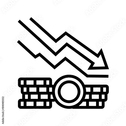economic recession line icon vector illustration