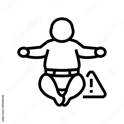 childhood obesity line icon vector illustration