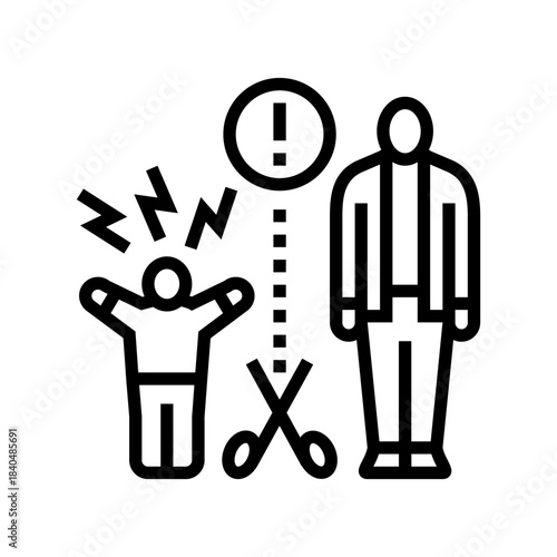 separation anxiety line icon vector illustration