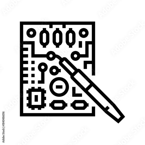 soldering iron circuit line icon vector illustration
