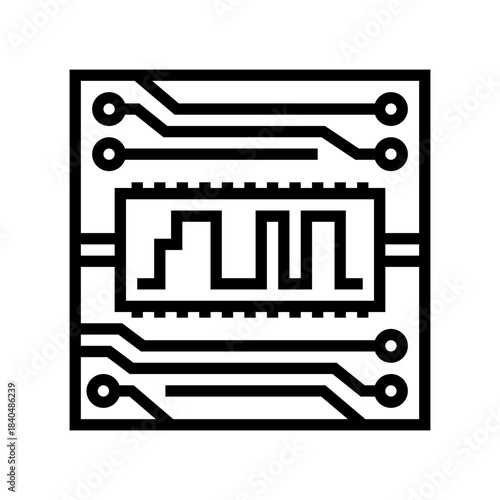 digital signal path board line icon vector illustration
