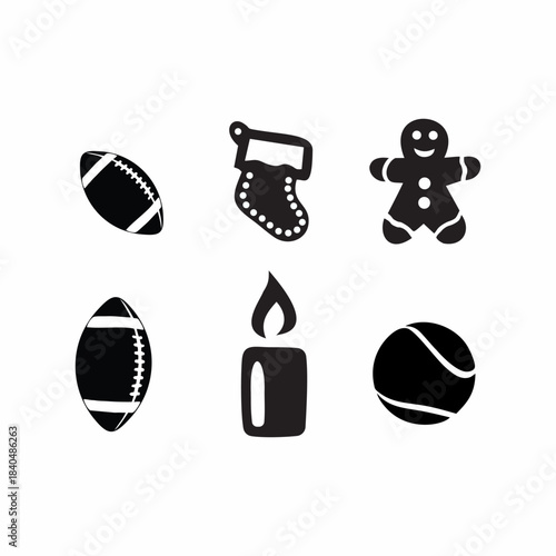 Christmas icon set, Christmas knick-knacks with various souvenir gifts for children