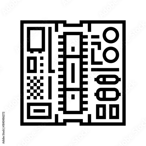 microcontroller connected board line icon vector illustration