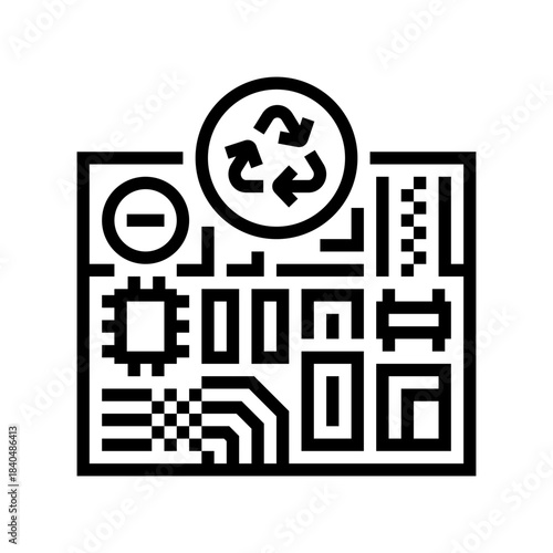 circuit board recycling line icon vector illustration