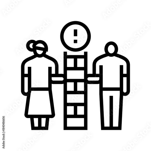lack of intimacy couple line icon vector illustration