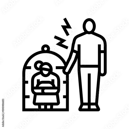 controlling behavior couple line icon vector illustration