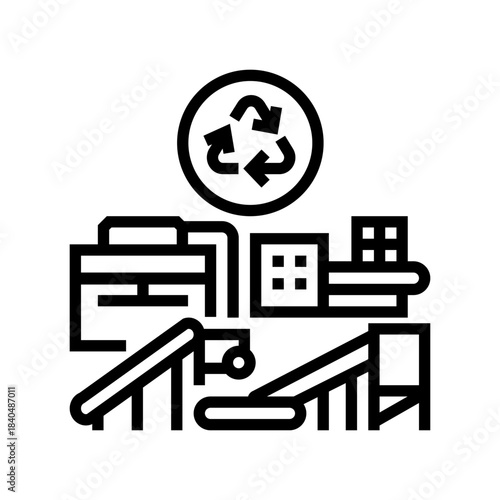 recycling process e waste pollution line icon vector illustration