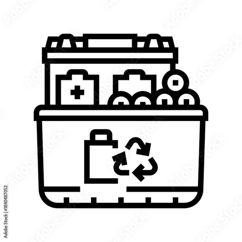 electronic gadgets battery disposal line icon vector illustration