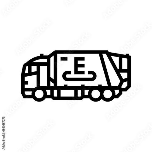 disposal truck e waste pollution line icon vector illustration