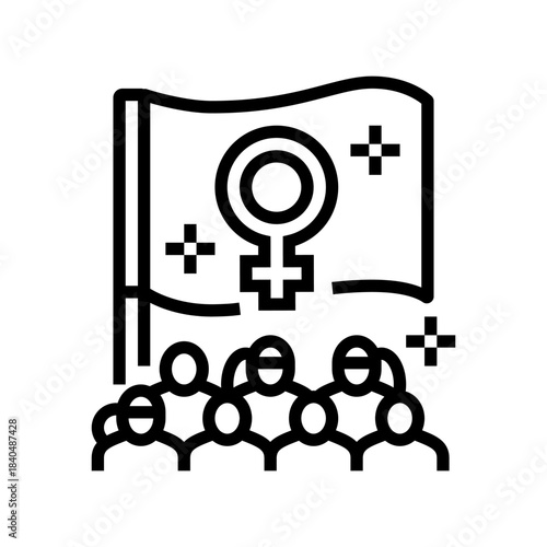 feminist activism line icon vector illustration