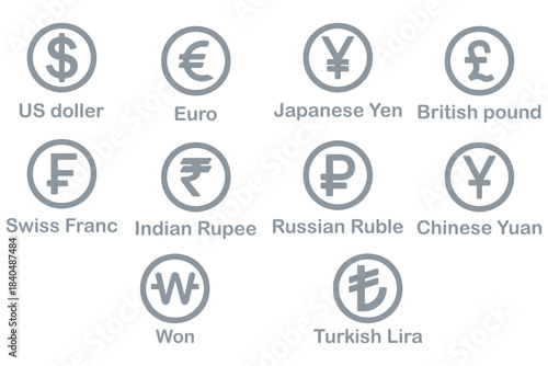 
Money, dollar, world currency signs and icons vector bundle set. Money, dollar, and world currency signs and icons vector bundle set featuring global currency symbols in clean, modern styles.