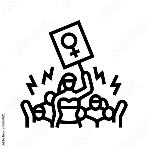 radical feminism line icon vector illustration