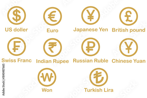 
Money, dollar, world currency signs and icons vector bundle set. Money, dollar, and world currency signs and icons vector bundle set featuring global currency symbols in clean, modern styles.