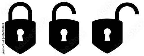 Collection of secure lock and unlock padlock icons for privacy, access, and protection