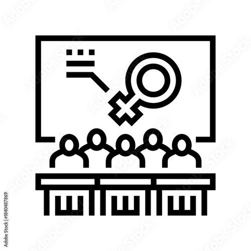 feminist pedagogy line icon vector illustration