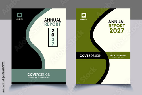 company annual report cover design template concept