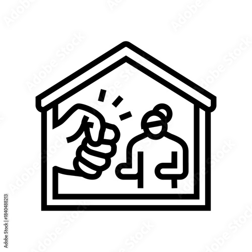domestic violence line icon vector illustration