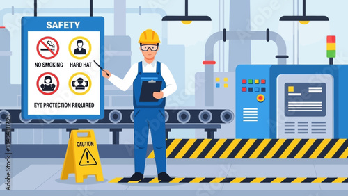 industrial safety protocols illustration highlighting protective gear and