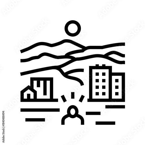 open spaces agoraphobia fear line icon vector illustration