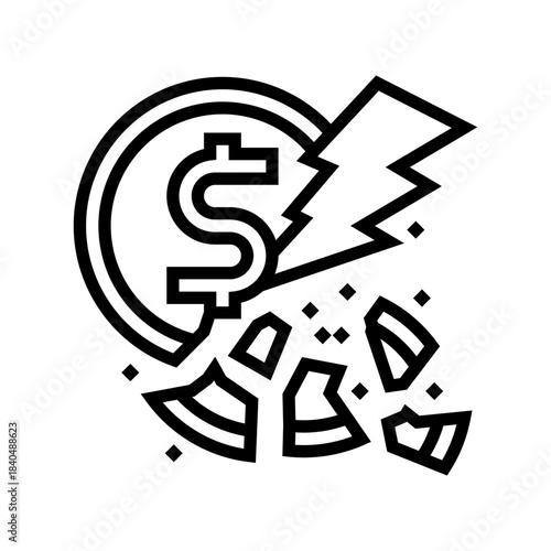 poverty fear line icon vector illustration