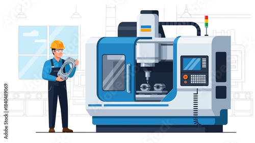 industrial manufacturing process with a technician operating high-tech