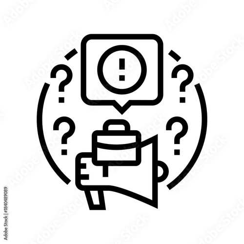 lack of brand awareness startup line icon vector illustration