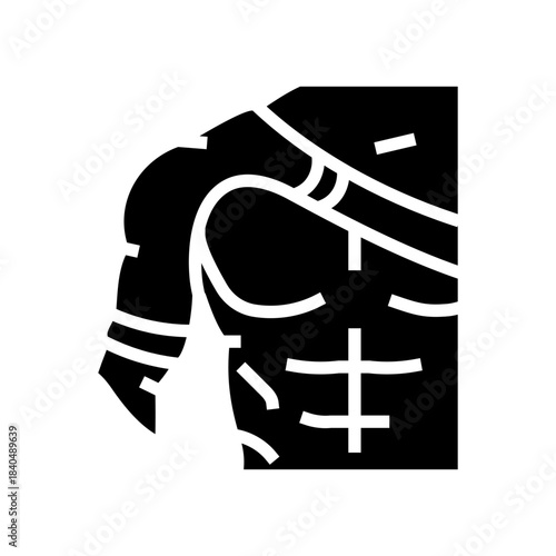 bodybuilder bandaged shoulder glyph icon vector illustration