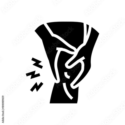 bodybuilder holding injured knee glyph icon vector illustration