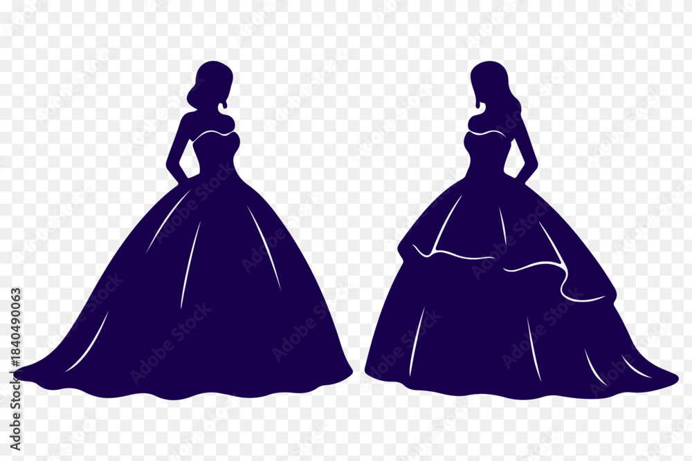 Obraz premium Elegant Women in Ball Gowns Silhouettes