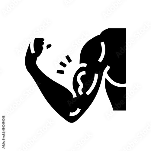 strained bicep pain lines glyph icon vector illustration
