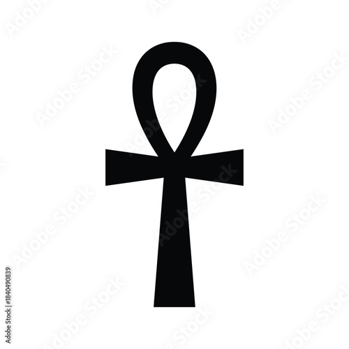 Black Egyptian Ankh Symbol Isolated on White vector