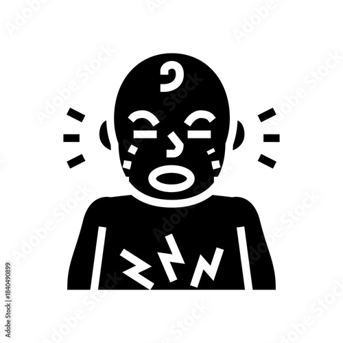 colic and excessive crying glyph icon vector illustration