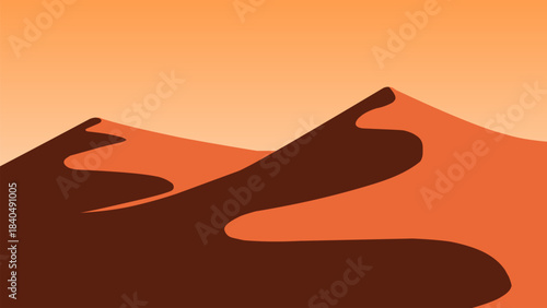 Desert landscape illustration with sand dunes