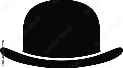 Black Bowler Hat Silhouette Vector Icon