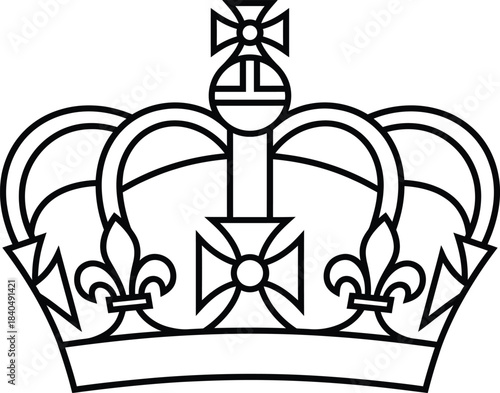 British Royal Crown Minimalist Line Art Icon