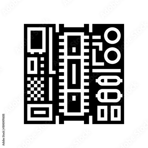 microcontroller connected board glyph icon vector illustration