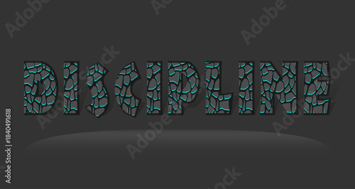 Discipline word web banner. Broken stone poster.
