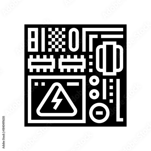 power supply section board glyph icon vector illustration