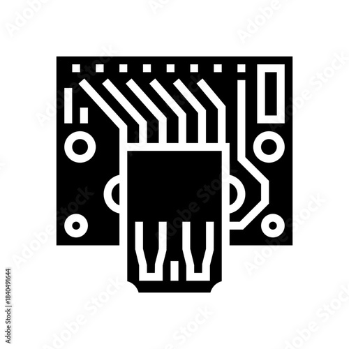 pcb connected usb port glyph icon vector illustration