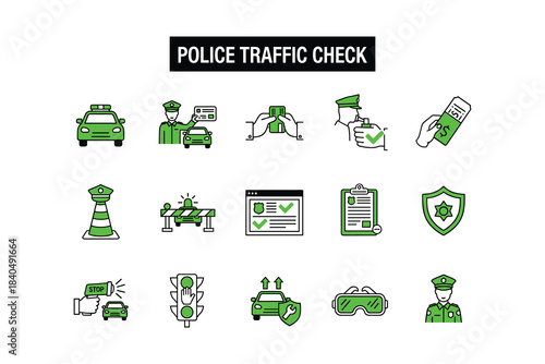 Police Traffic Check Icons