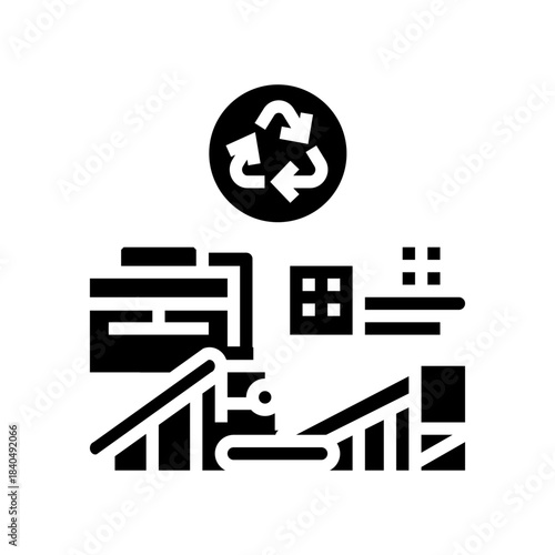 recycling process e waste pollution glyph icon vector illustration