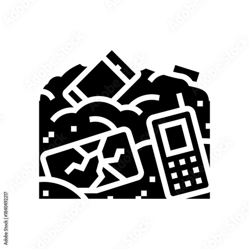 mobile phones e waste pollution glyph icon vector illustration