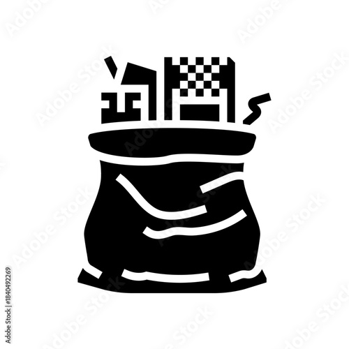 components plastic bags e waste pollution glyph icon vector illustration