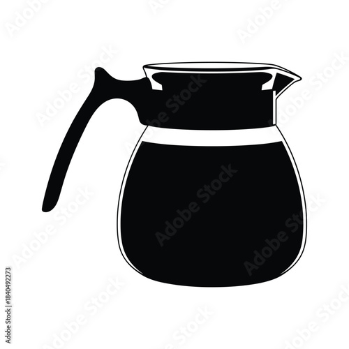 Black silhouette of a glass coffee carafe with handle 1