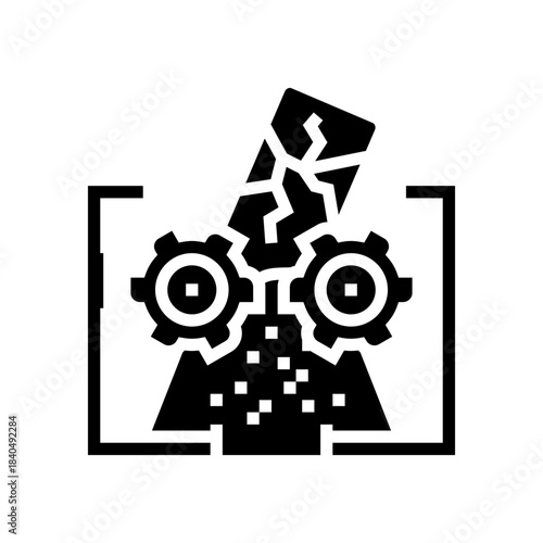 electronic being shredded e waste pollution glyph icon vector illustration