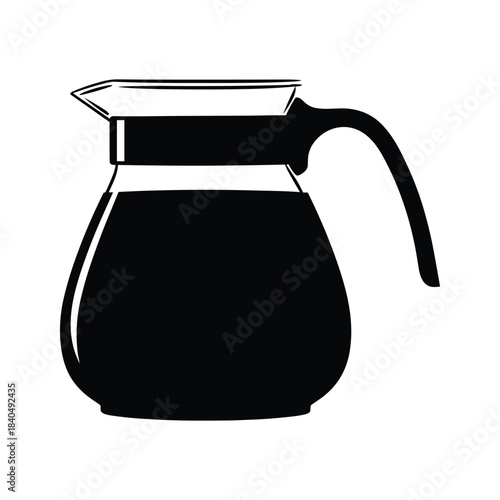 Black silhouette of a glass coffee pot filled with dark liquid 1