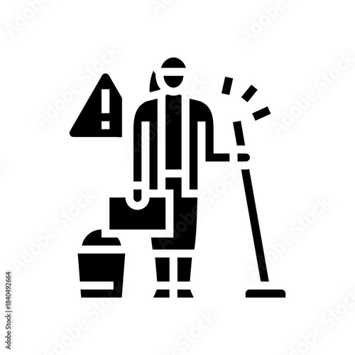 domestic labor glyph icon vector illustration