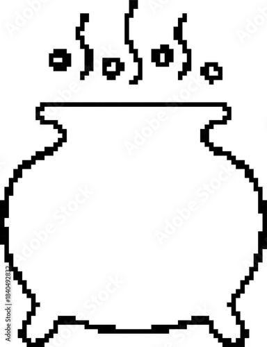 Cauldron 8-bit pixel icon. Vector illustration.