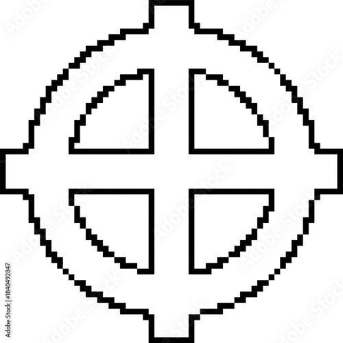 Celtic cross 8-bit pixel icon. Vector illustration.