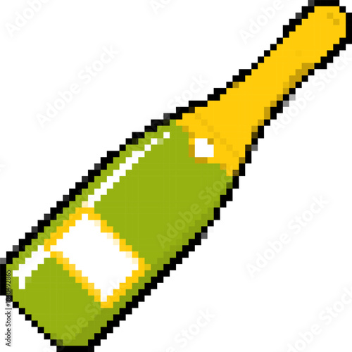 Champagne 8-bit pixel icon. Vector illustration.